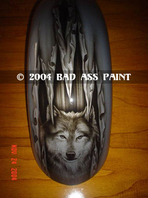 custom airbrush paint motorcycle design wolf