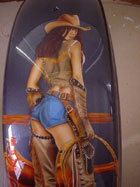 custom airbrush paint motorcycle design sexy cowgirl