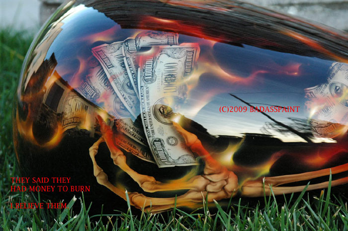 custom airbrush paint money to burn motorcycle design