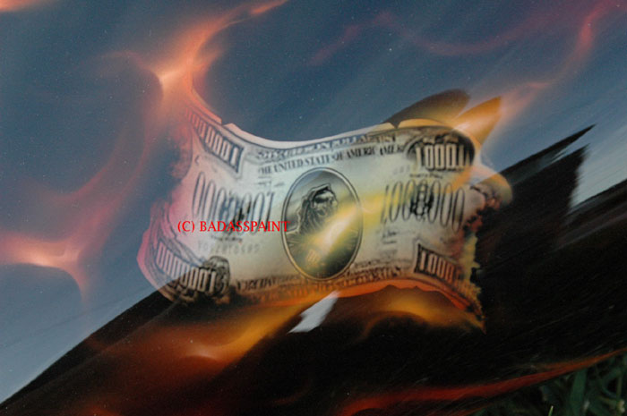 custom airbrush paint money to burn motorcycle design