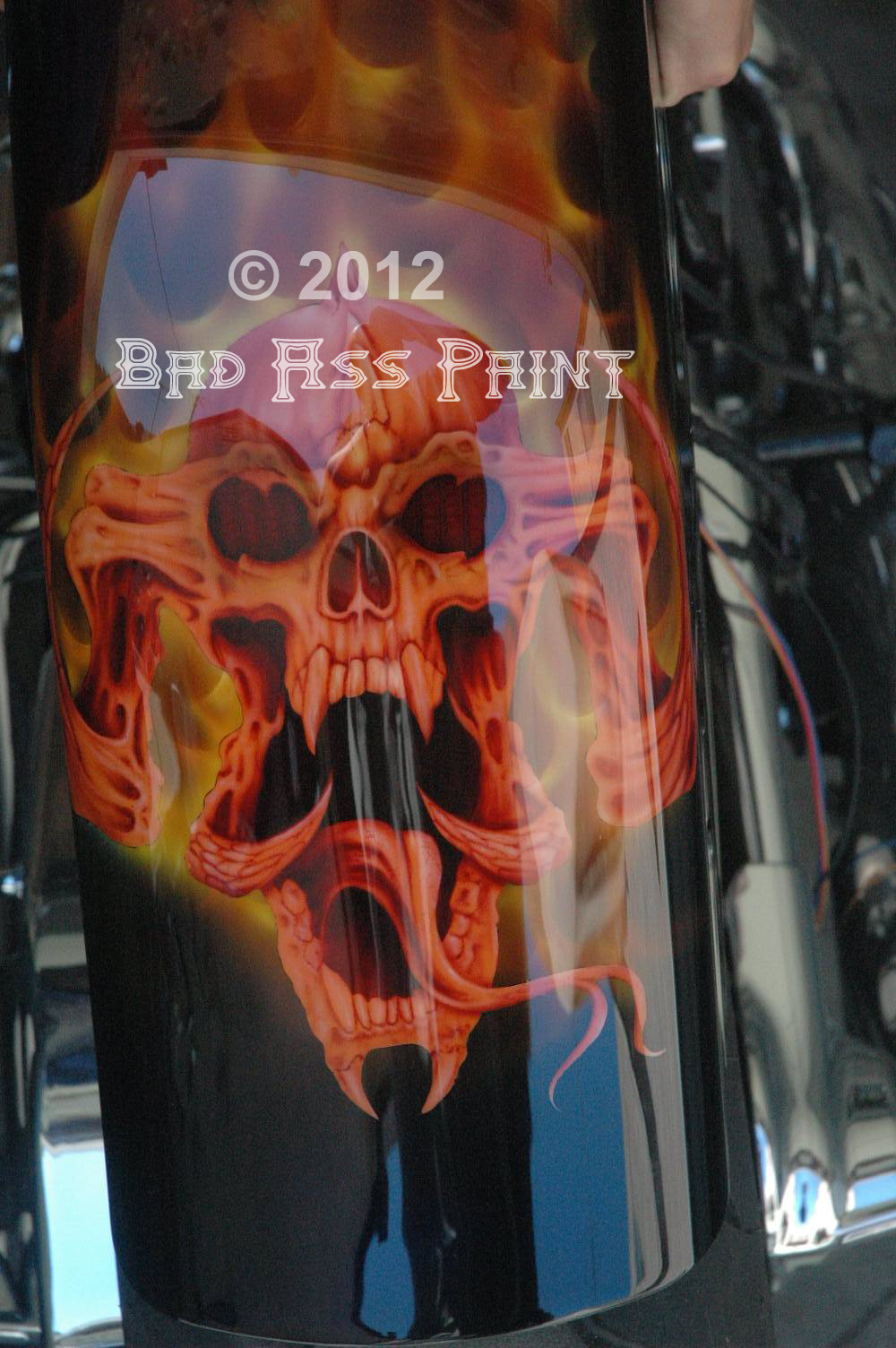 custom airbrush paint flames and skulls motorcycle design