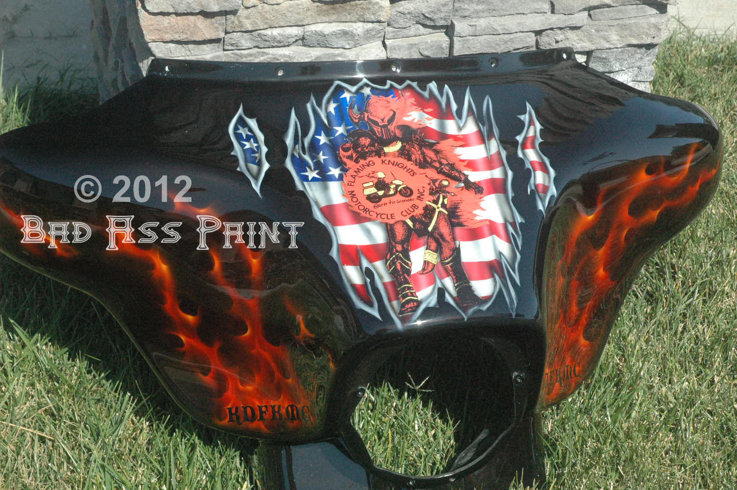 custom airbrush paint flames and skulls motorcycle design