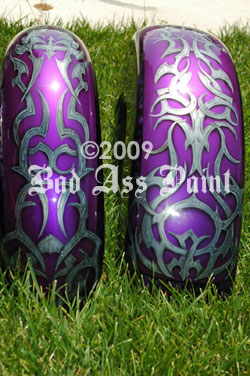 purple bike tribal design airbush paint job