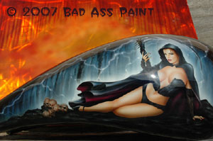 custom airbrush paint motorcycle design sexy reaper woman