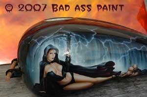 custom airbrush paint motorcycle design sexy goth girl