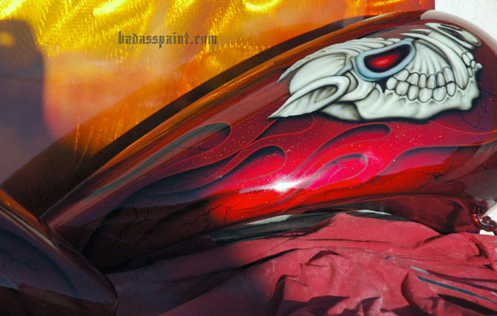 custom airbrush paint motorcycle flames design