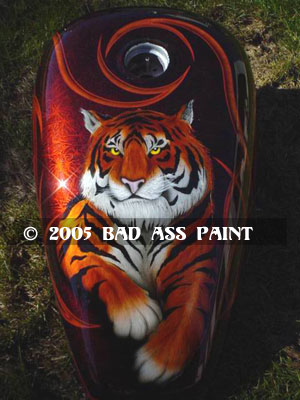 custom airbrush paint motorcycle design tiger